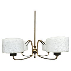 French Mid-Century Atomic Brass and Glass Chandelier