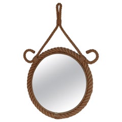 French Mid-Century Audoux et Minet Rope Mirror