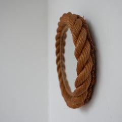 French Mid-Century Audoux et Minet Small Rope Mirror
