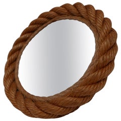 French Mid-Century Audoux et Minet Small Rope Mirror