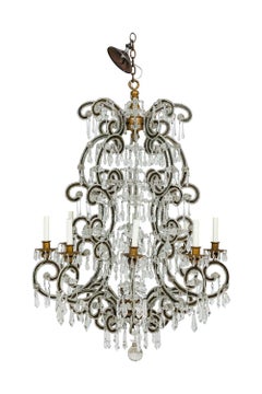 French Mid-Century Bagues Style 8 Arm Crystal Chandelier