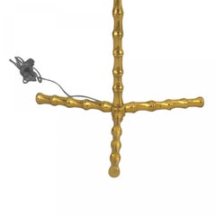 French Mid-Century Bagues Style Faux Bamboo Floor Lamp