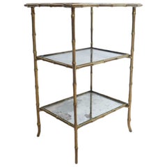 French Midcentury Baguès Style Faux Bamboo Side Table