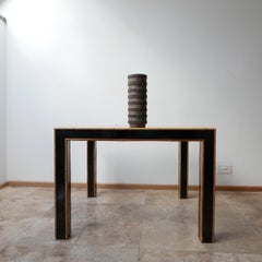 French Midcentury Bamboo Ebonized Dining Conservatory Table