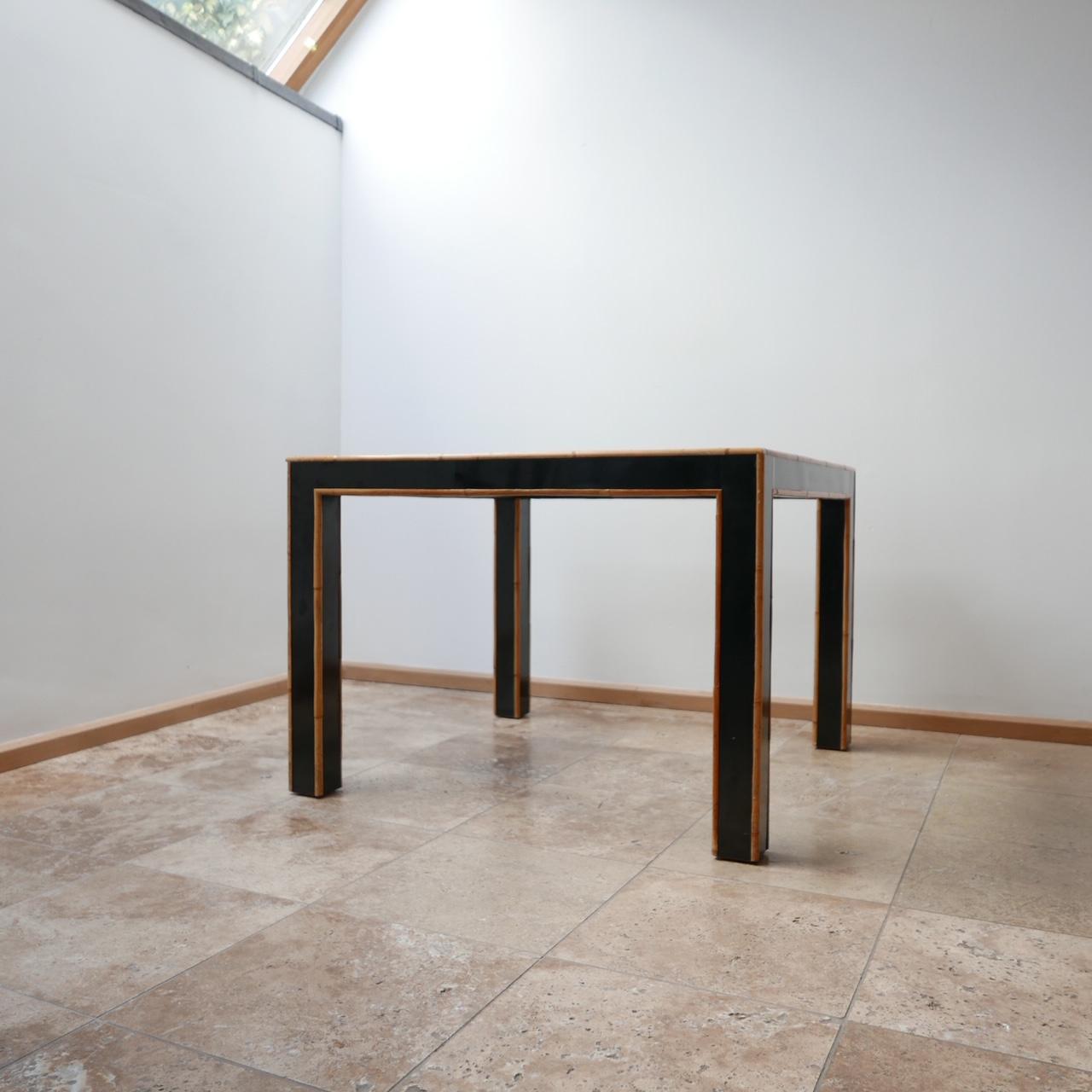 French Midcentury Bamboo Ebonized Dining Conservatory Table In Fair Condition In London, GB