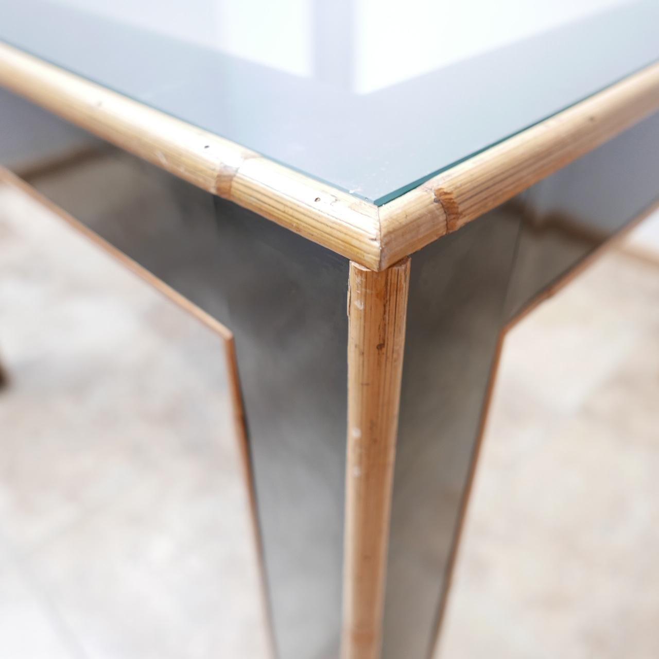 Mid-20th Century French Midcentury Bamboo Ebonized Dining Conservatory Table