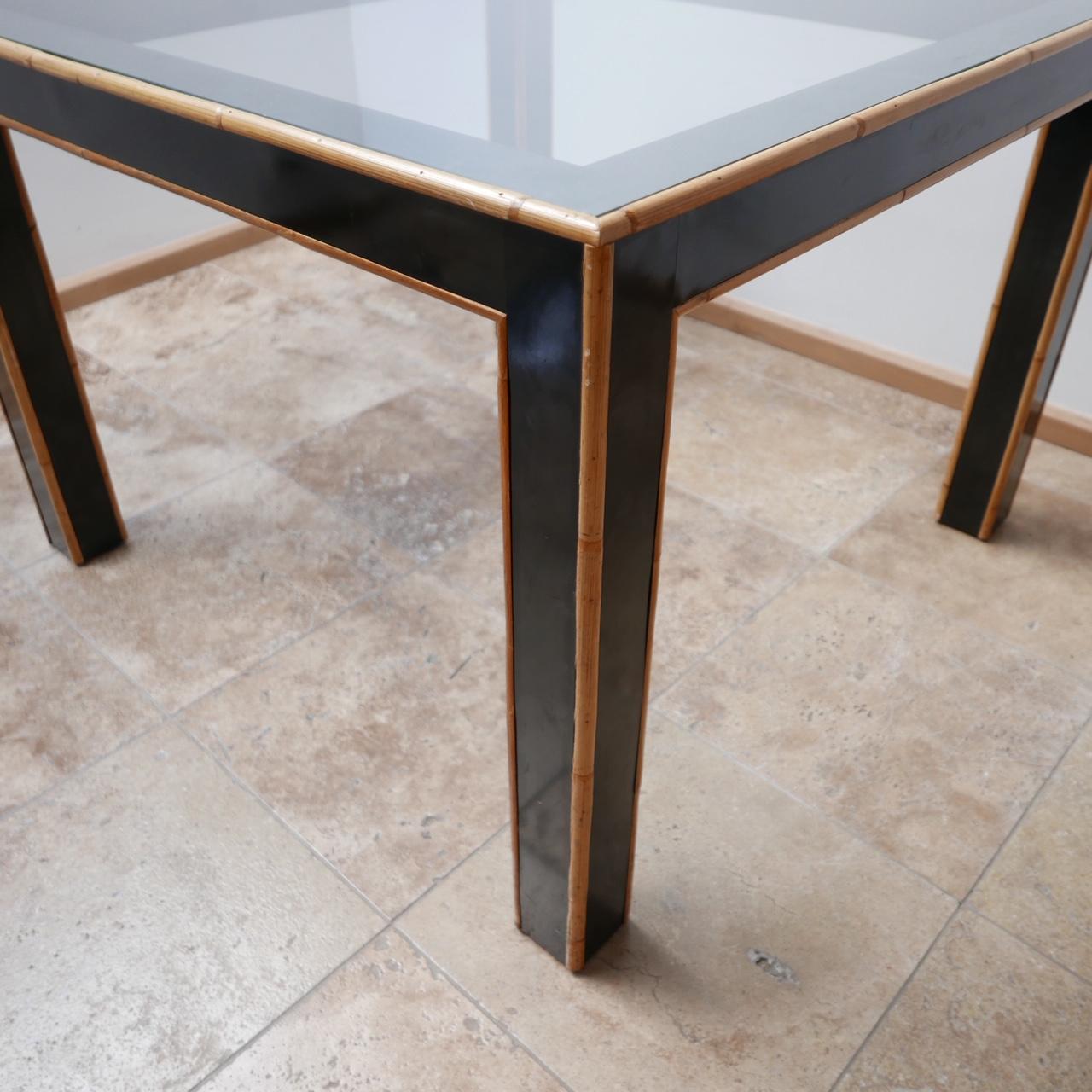 French Midcentury Bamboo Ebonized Dining Conservatory Table 1