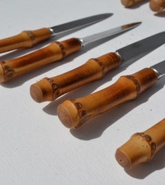 French Mid-Century Bamboo-Handled Cake Service Set, 12 Pieces, 1950s
