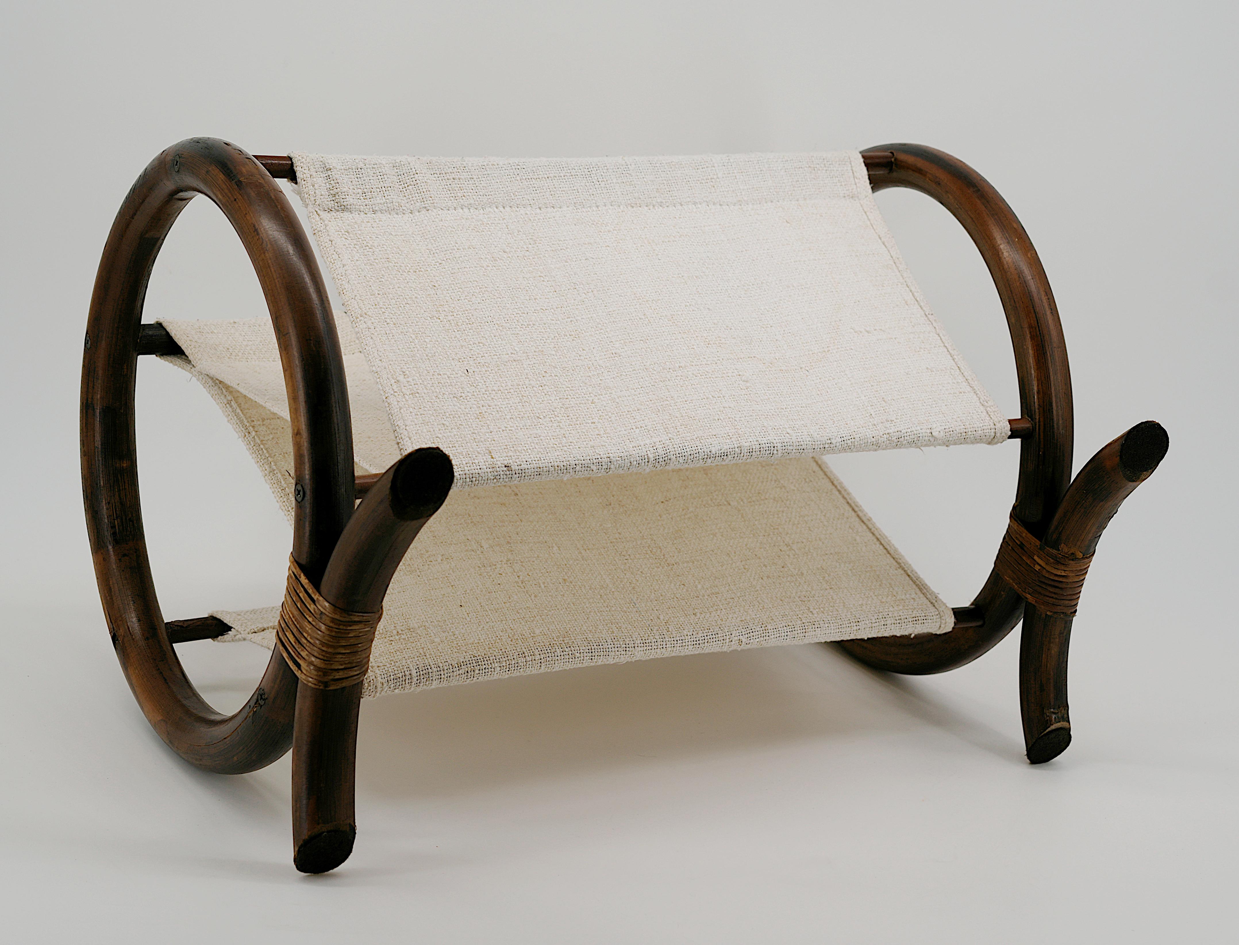 French Mid-Century Bamboo & Rattan Magazine Rack, 1960s For Sale 2