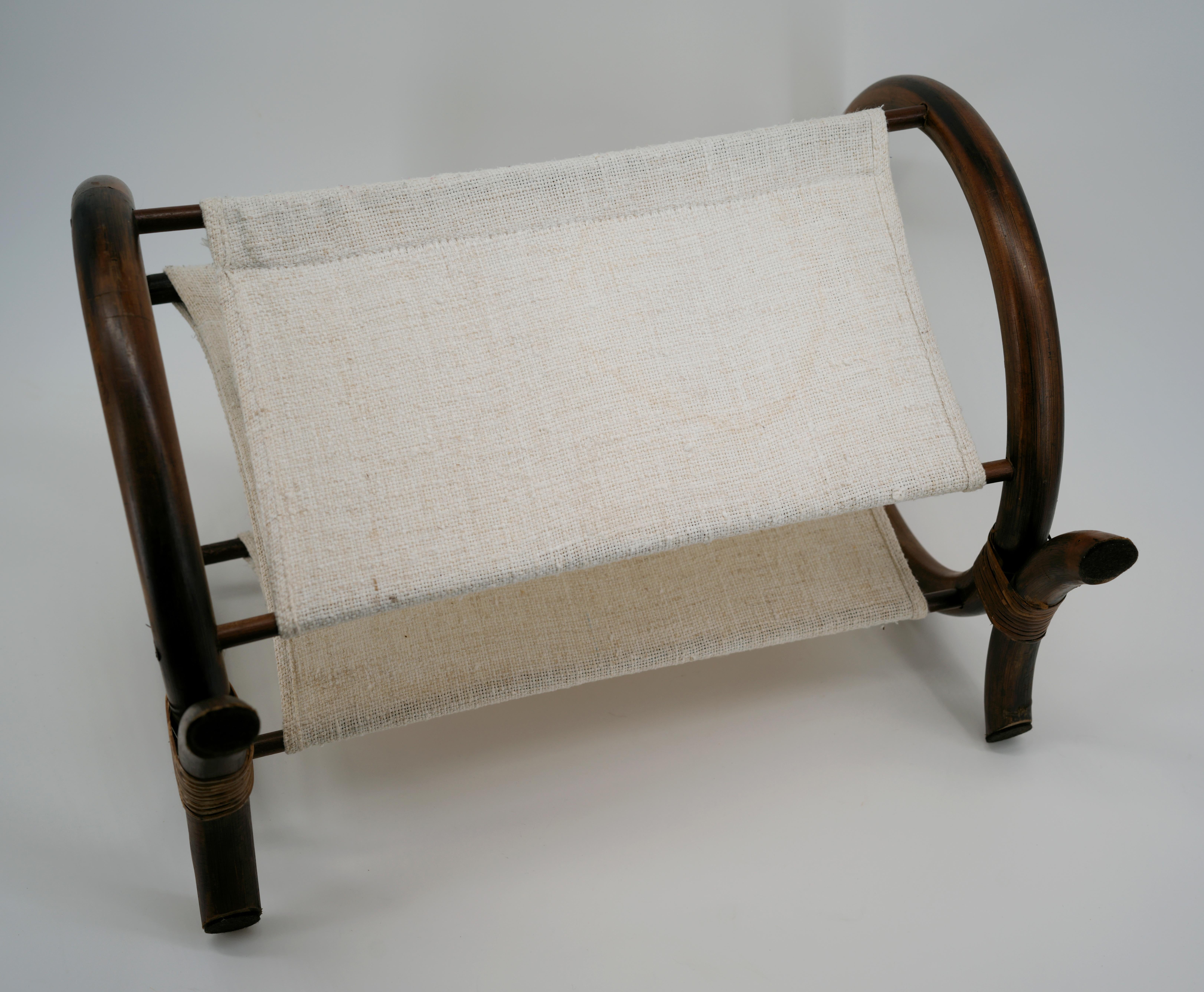 French Mid-Century Bamboo & Rattan Magazine Rack, 1960s For Sale 3