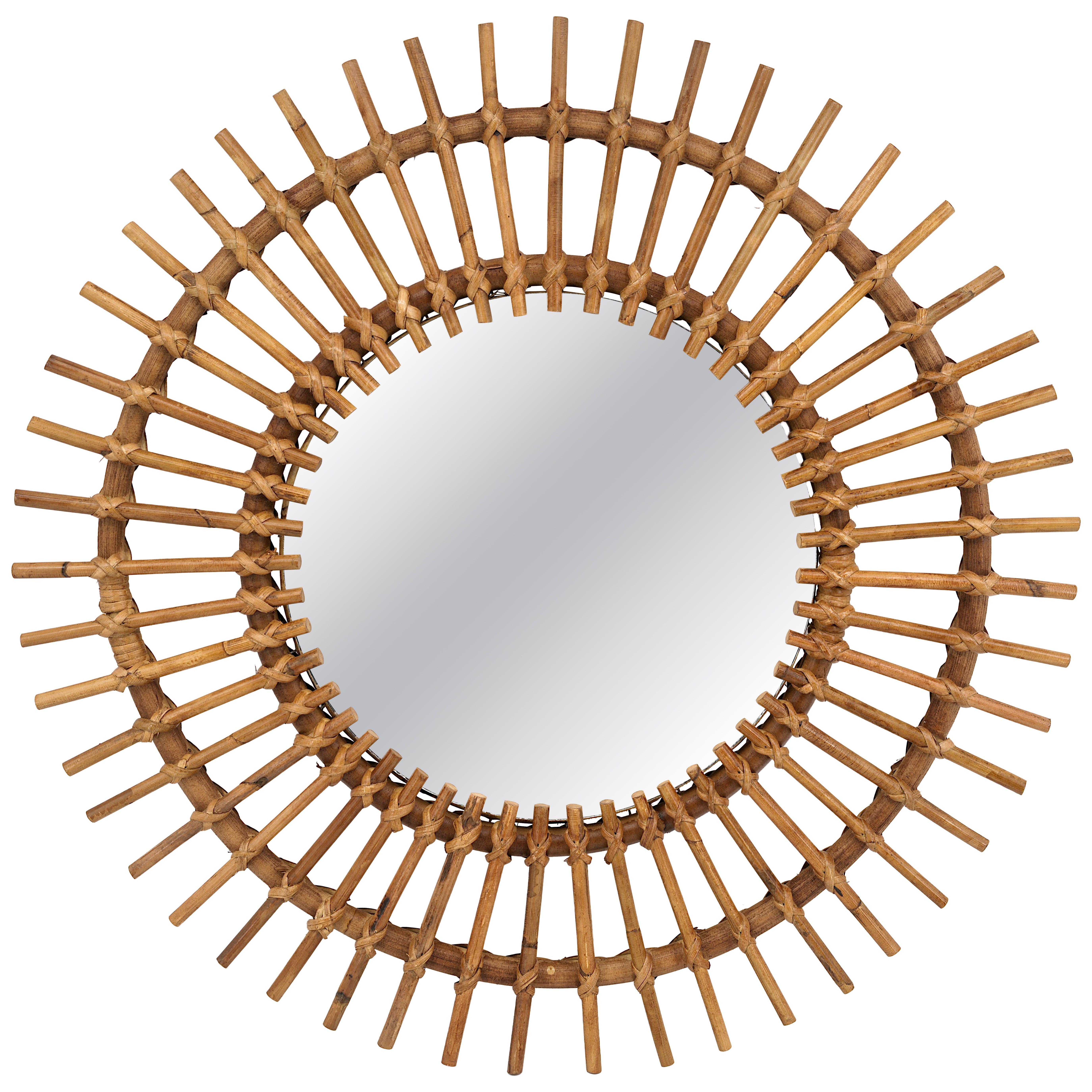 Französisch Mid-Century Bambus
Rattan Wandspiegel 1950s