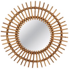 Französisch Mid-Century Bambus
Rattan Wandspiegel 1950s