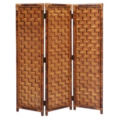 Vintage French Mid-Century Bamboo Screen