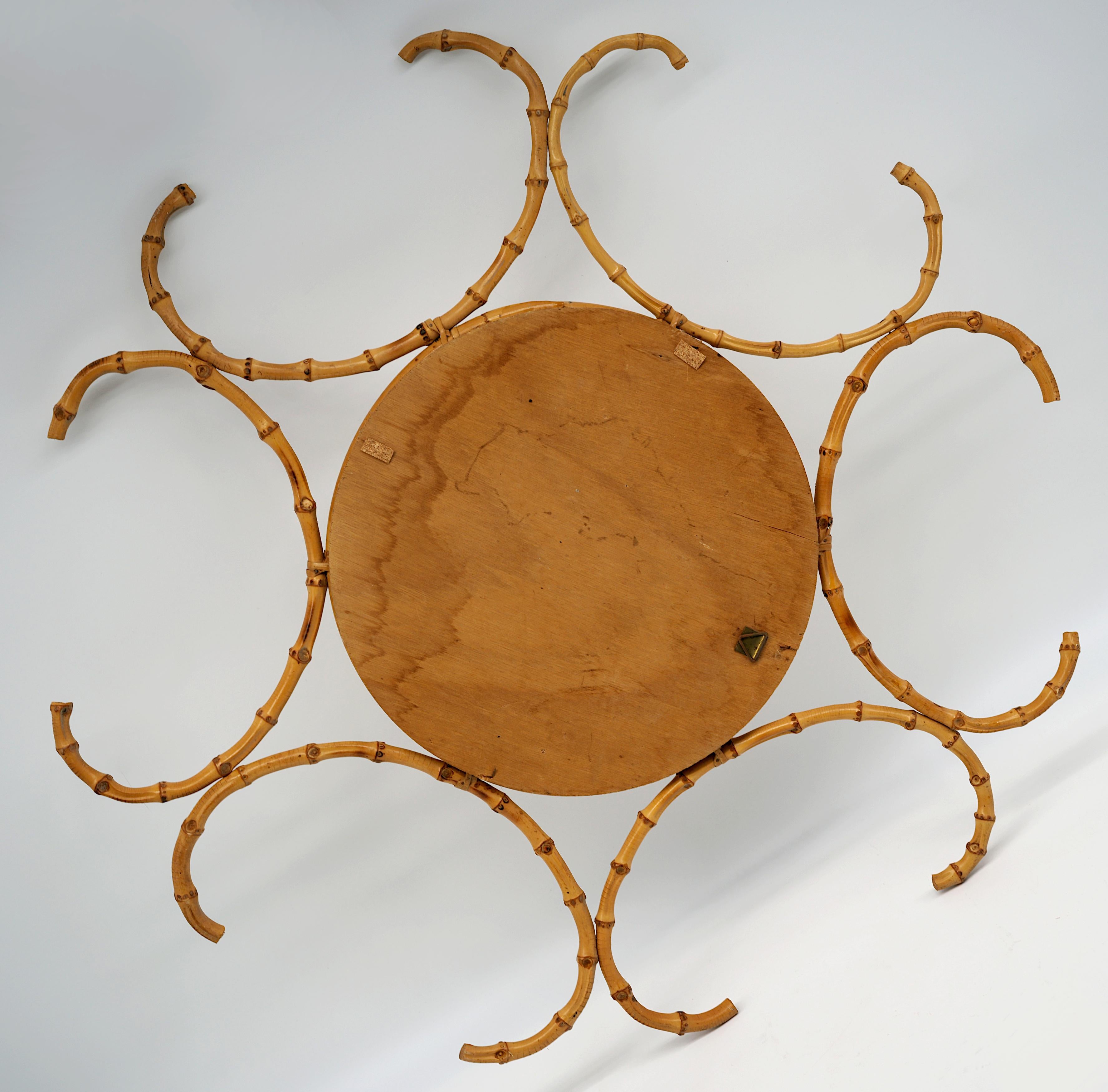 Bambù Specchio da parete in bambù francese del metà secolo 1950 in vendita