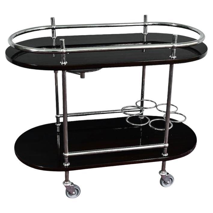 French Mid-Century Bar Cart/ Serving Cart in Palisander For Sale