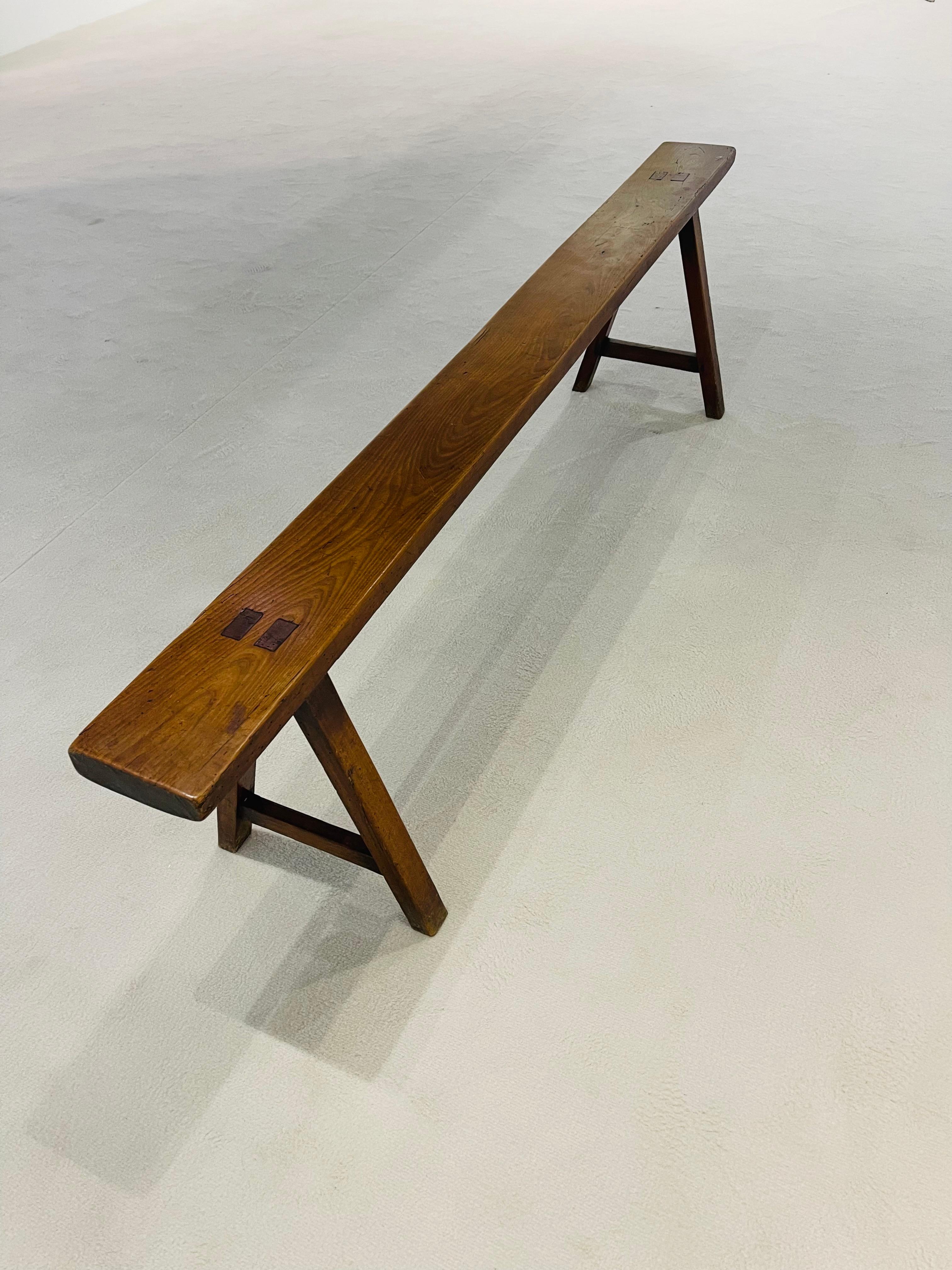 Wood French Mid Century Bench For Sale