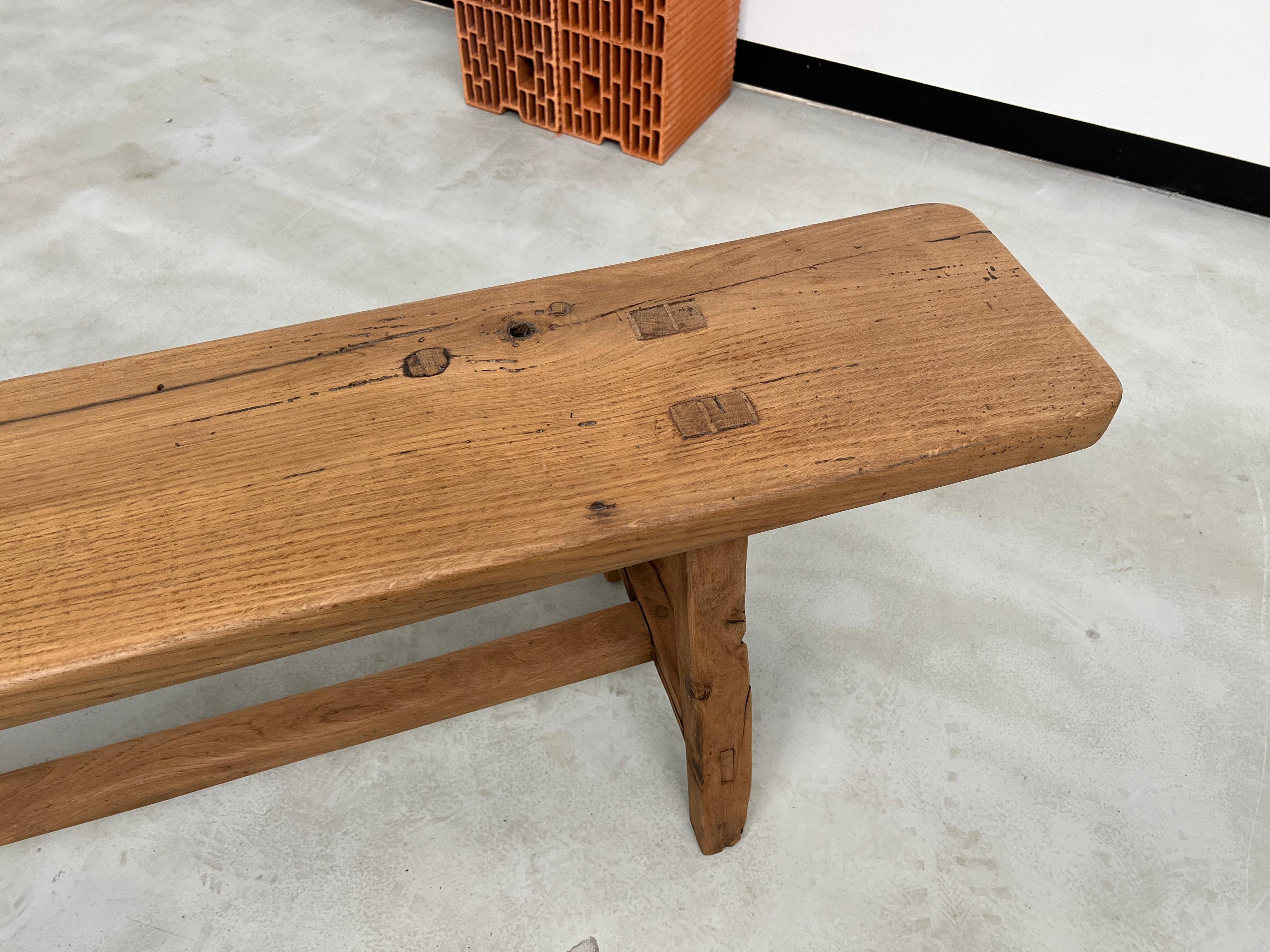 French mid-century benches in oak, fully restored from the 50's In Good Condition For Sale In LYON, FR
