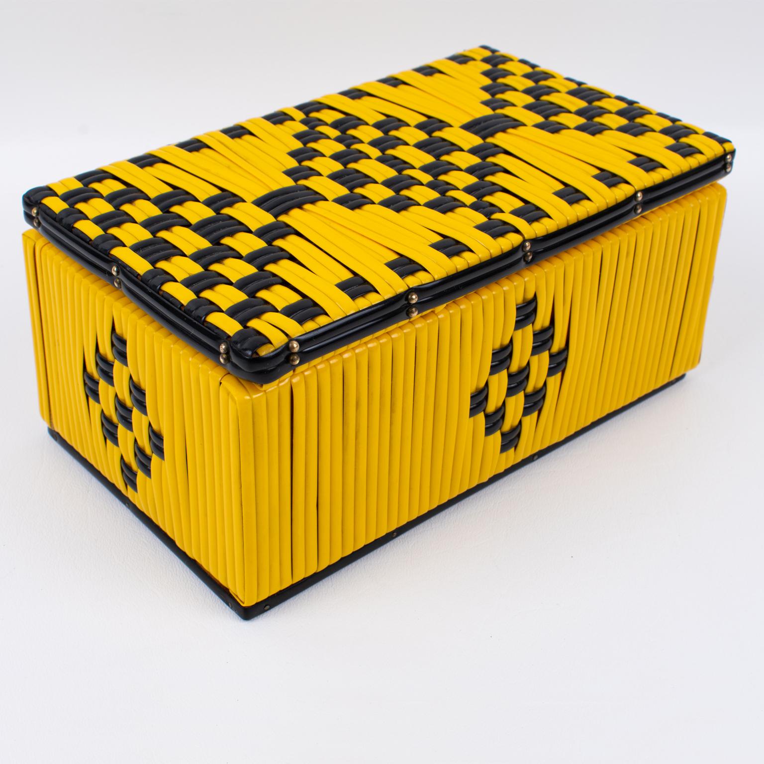 Mid-Century Black and Yellow Vinyl Plastic Scooby Box, France 1950s 6