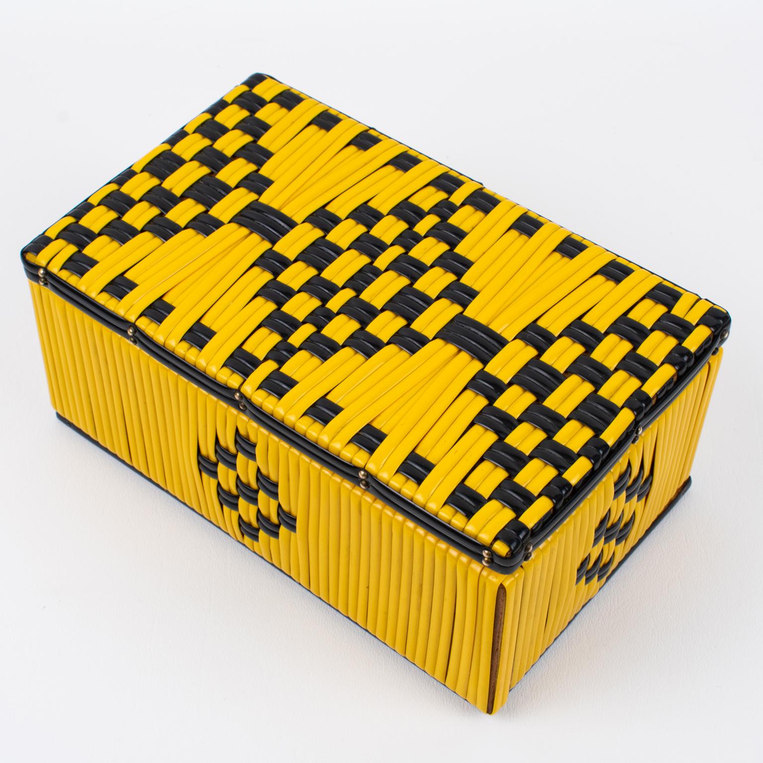 Mid-20th Century Mid-Century Black and Yellow Vinyl Plastic Scooby Box, France 1950s