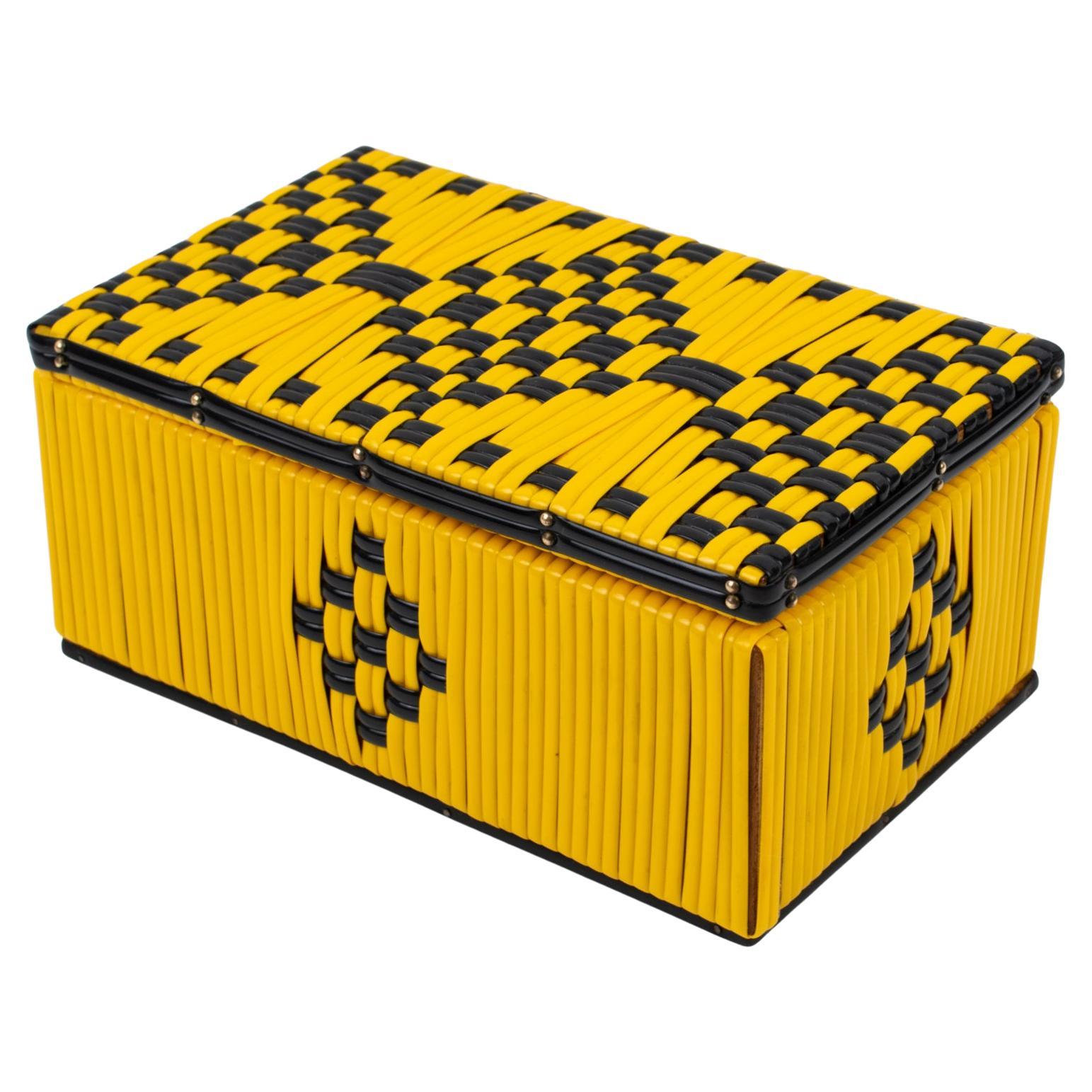 Mid-Century Black and Yellow Vinyl Plastic Scooby Box, France 1950s