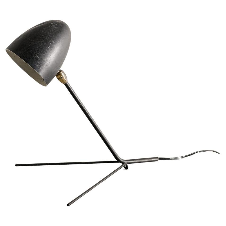 Lampe de bureau "Cocotte" en métal noir Serge Mouille, années 1950