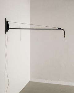 French Mid Century Black Metal Jib "Potence" Lamp Attr. to Jean Prouvé, 1960s