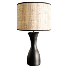 Lampe à pichet en céramique en grès noir du milieu du siècle par Pol Chambost, années 1950