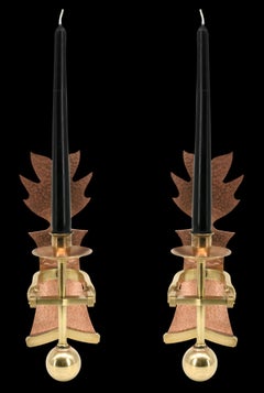 French Mid-Century Boat Candle Sconces, 1940s