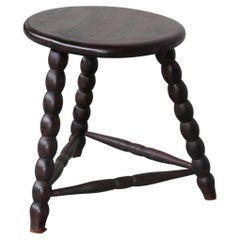 Retro French Mid-Century Bobbin Stool or Side Table
