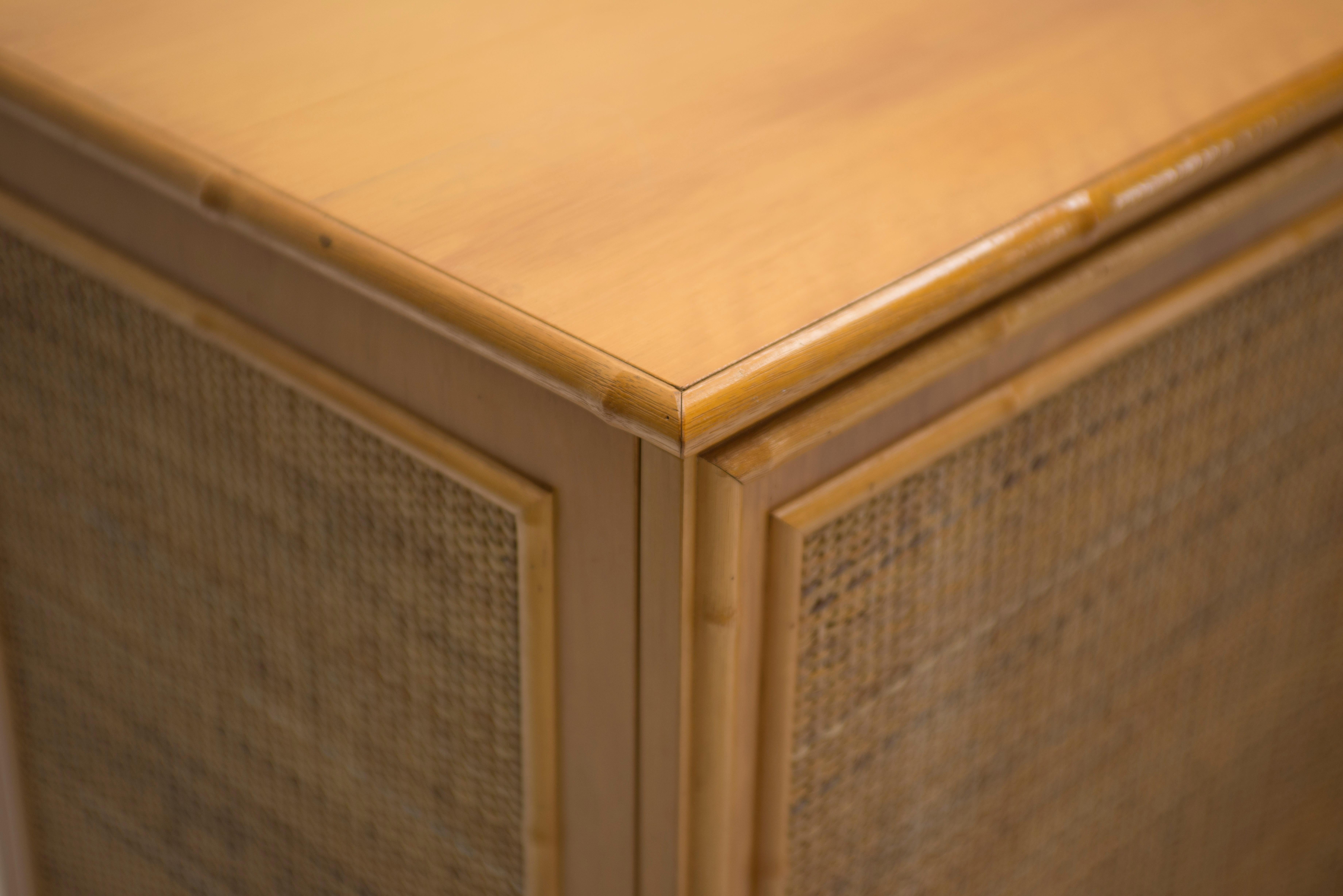 French Midcentury Brass and Bamboo Sideboard, 1970s 6