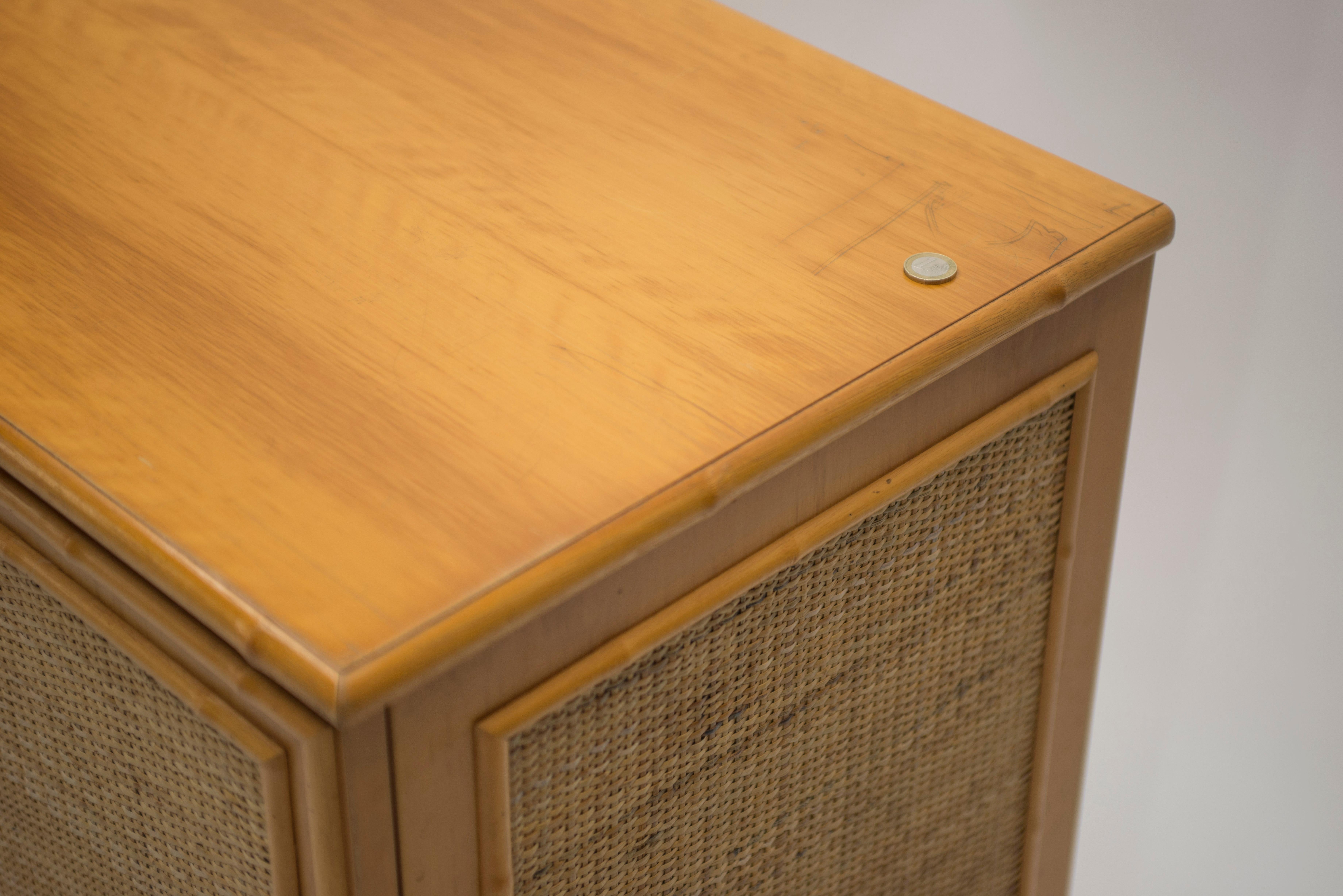 French Midcentury Brass and Bamboo Sideboard, 1970s 11