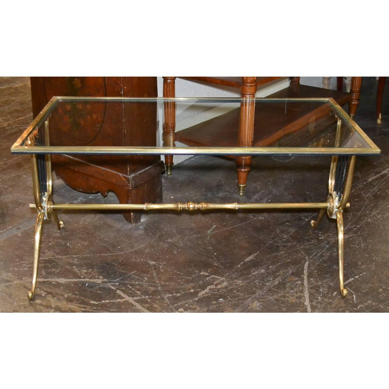 Mid-Century Modern French Midcentury Brass and Glass Coffee Table