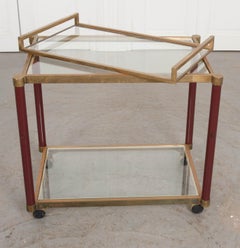 French Midcentury Brass and Glass Tea Trolley