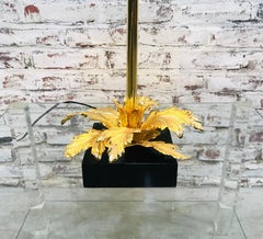 Vintage French Mid-Century Brass and Marble Table Lamp by Maison Jansen, 1970s