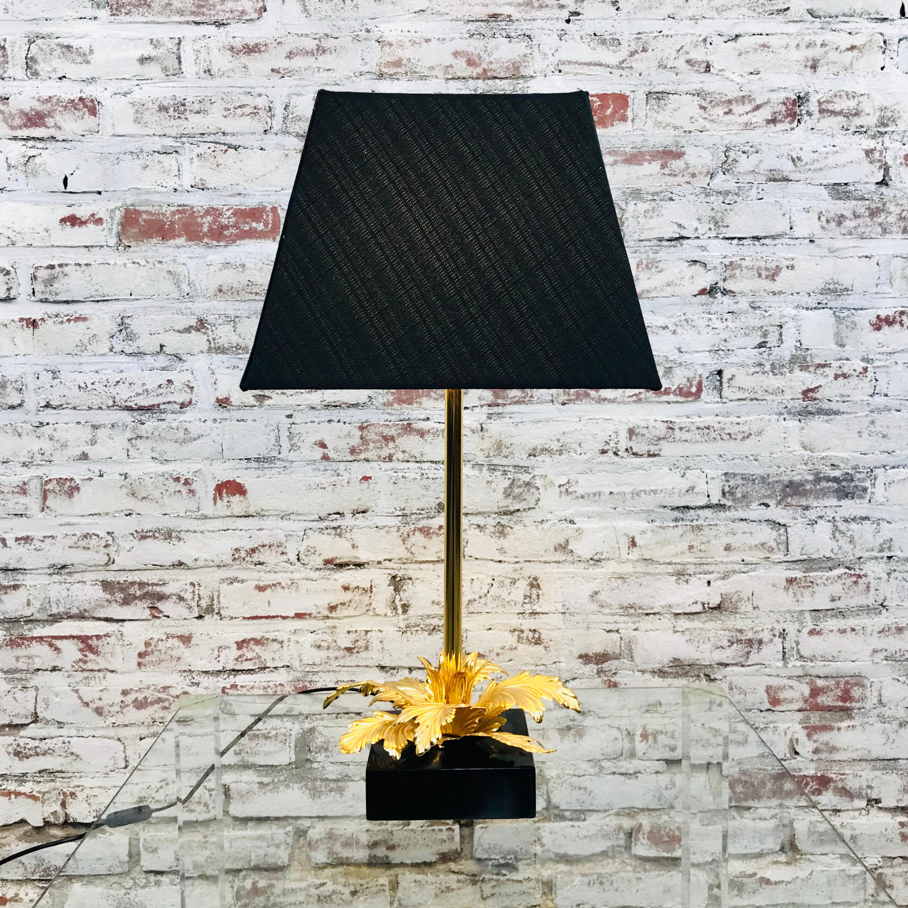 Vintage French Mid-Century Brass and Marble Table Lamp by Maison Jansen, 1970s In Excellent Condition For Sale In Eindhoven, Netherlands