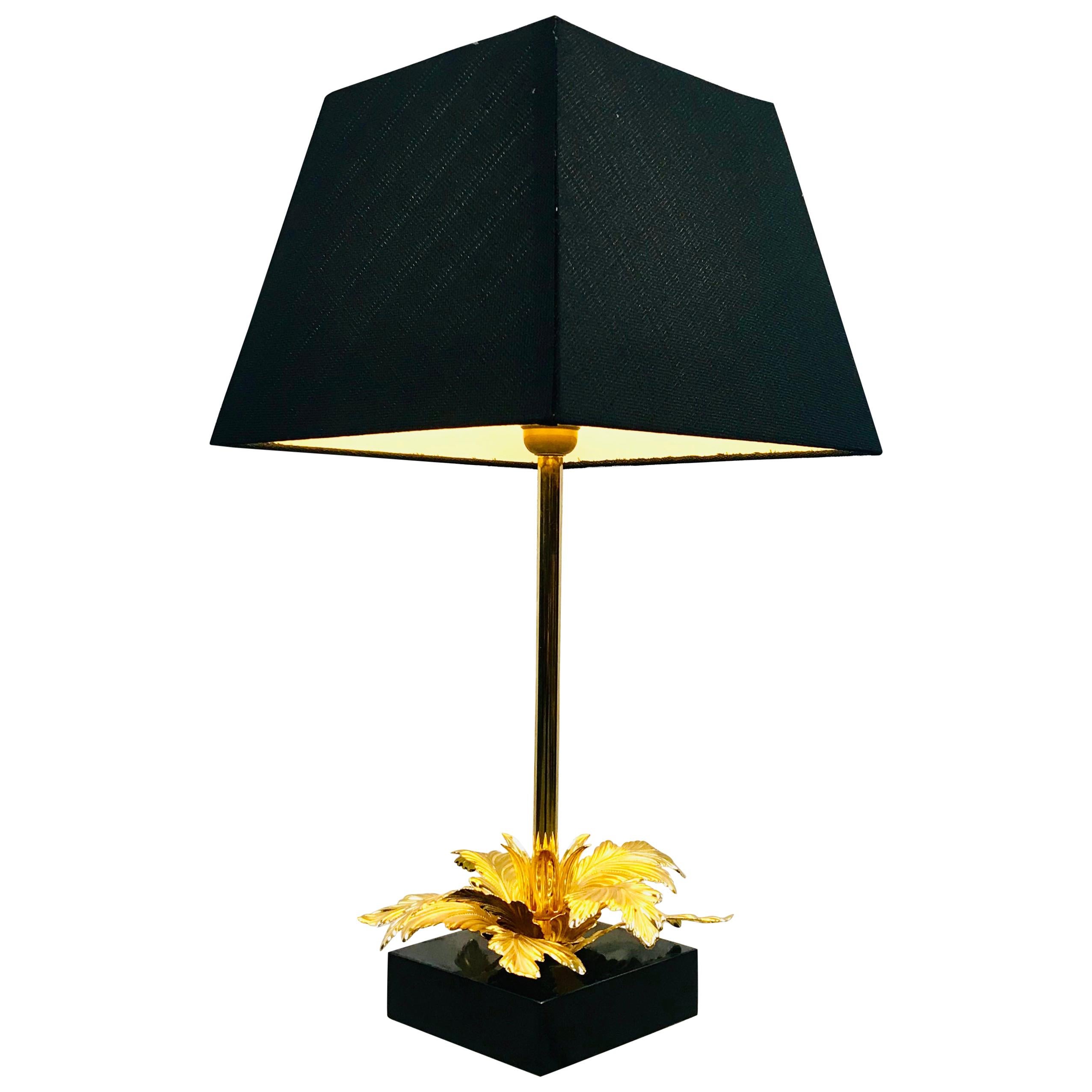 Vintage French Mid-Century Brass and Marble Table Lamp by Maison Jansen, 1970s For Sale