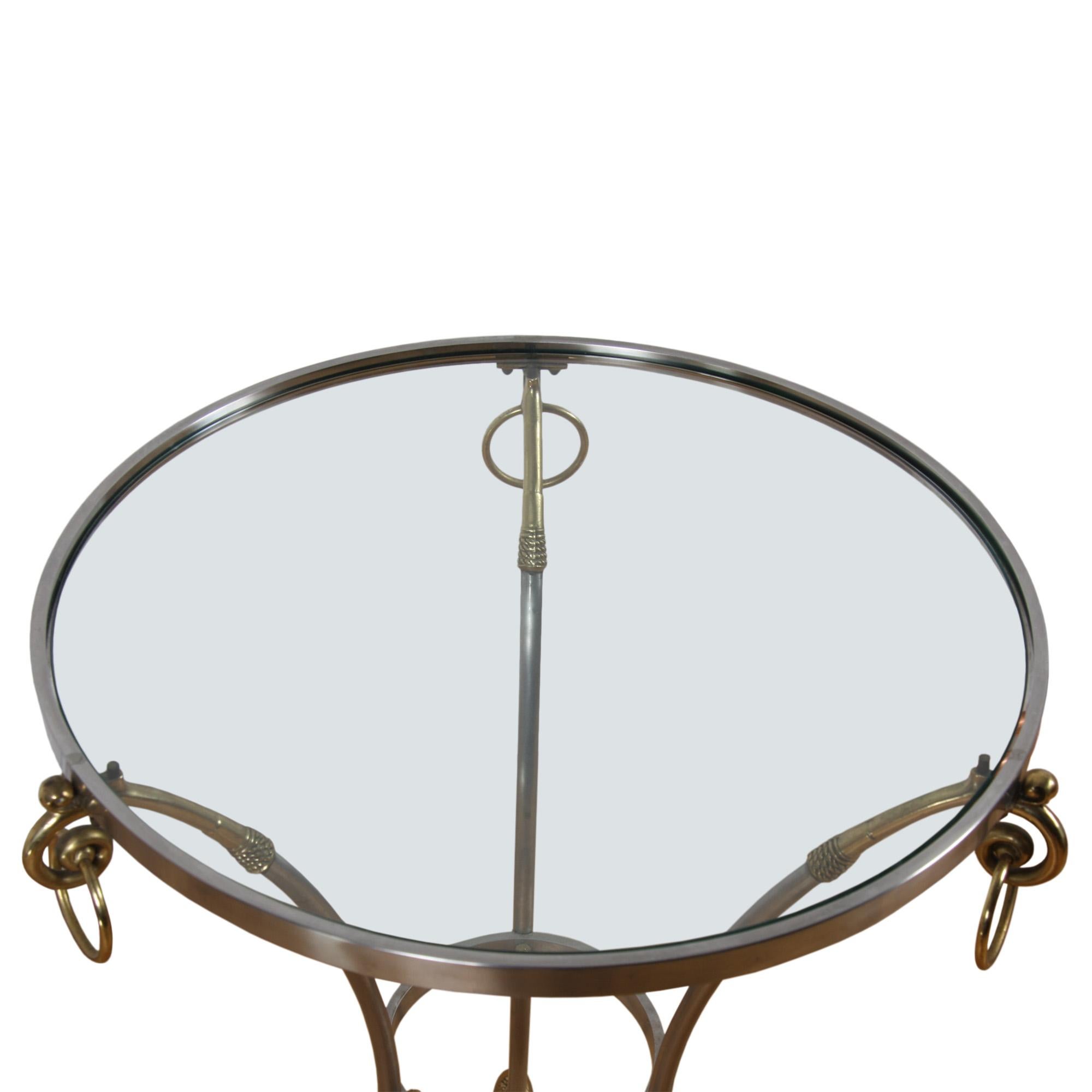 Mid-20th Century French Mid Century Brass and Steel Side Table with Hoof Detail