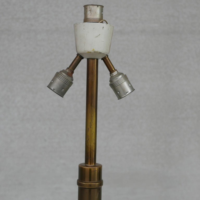 French Mid-Century Brass and Wood Floor Lamp For Sale at 1stDibs