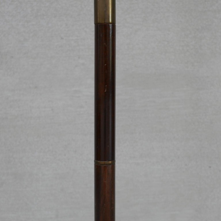 French Mid-Century Brass and Wood Floor Lamp For Sale at 1stDibs