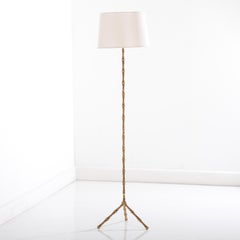 French Mid Century Brass Bobbin Floor Lamp in the Manner of Maison Bagues