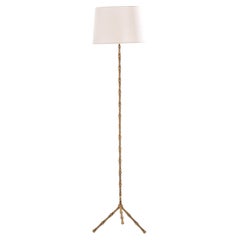 French Mid Century Brass Bobbin Floor Lamp in the Manner of Maison Bagues