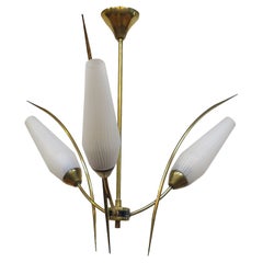 French Mid Century Brass Chandelier Maison Arlus