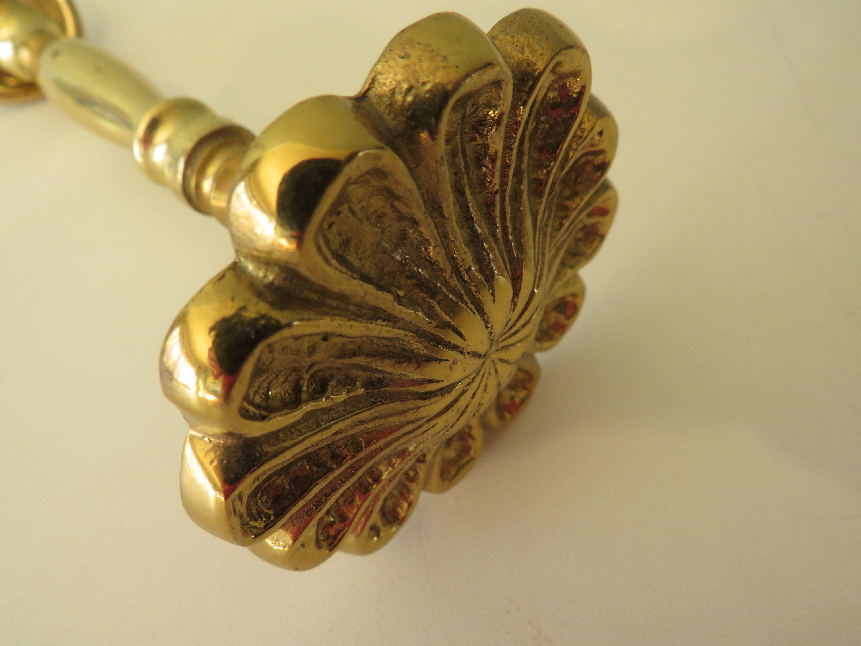 French Midcentury Brass Curtain Holder, Curtain Tie Back, Set of 4 1