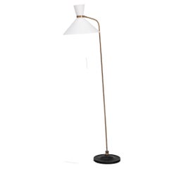 French Mid-Century Brass Diabolo Floor Lamp in Manner of Lunel
