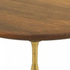 French Mid-Century Brass Faux Bamboo and Rosewood Coffee Table