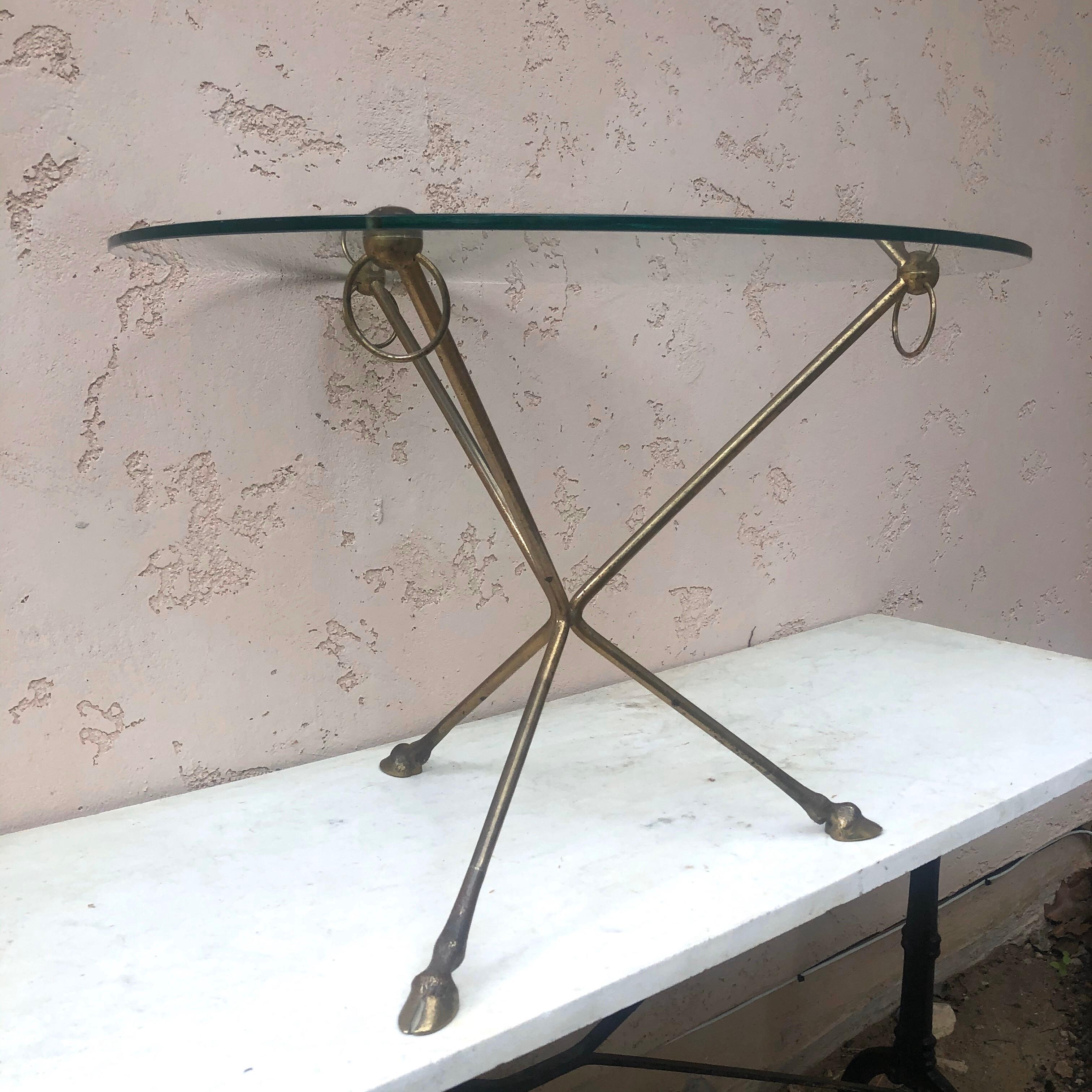 Neoclassical Revival French Midcentury Brass Neoclassical Gueridon, circa 1950 For Sale
