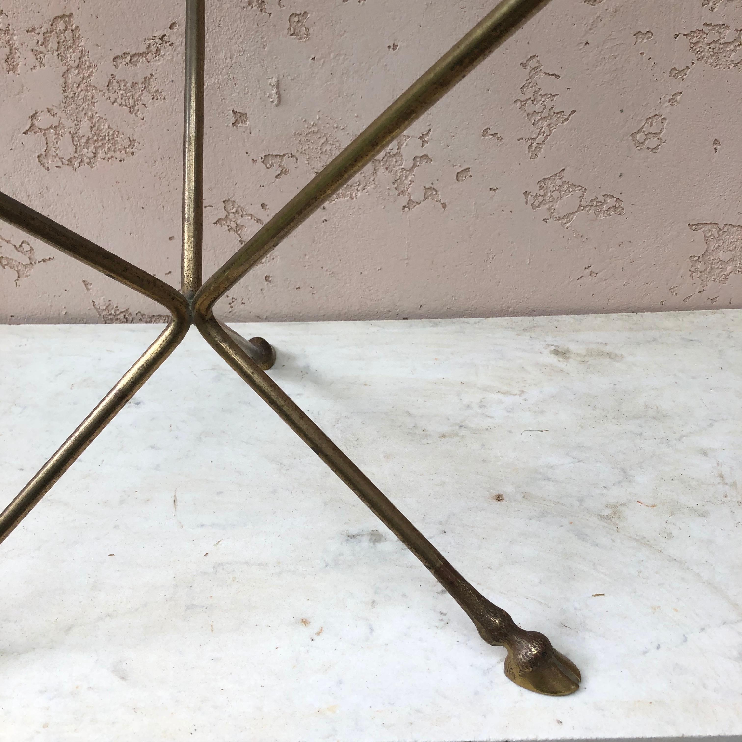 Glass French Midcentury Brass Neoclassical Gueridon, circa 1950 For Sale
