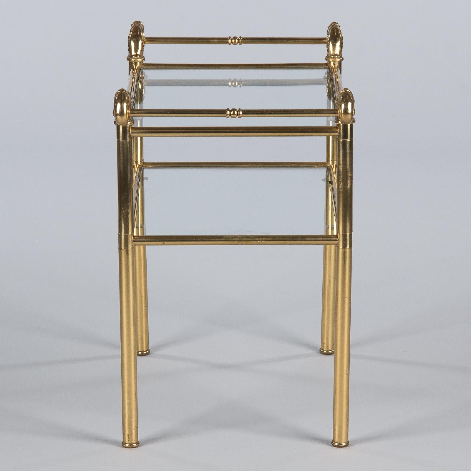 French Mid-Century Brass Side Table with Glass Tops, 1950s 12