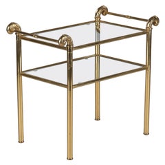 French Mid-Century Brass Side Table with Glass Tops, 1950s