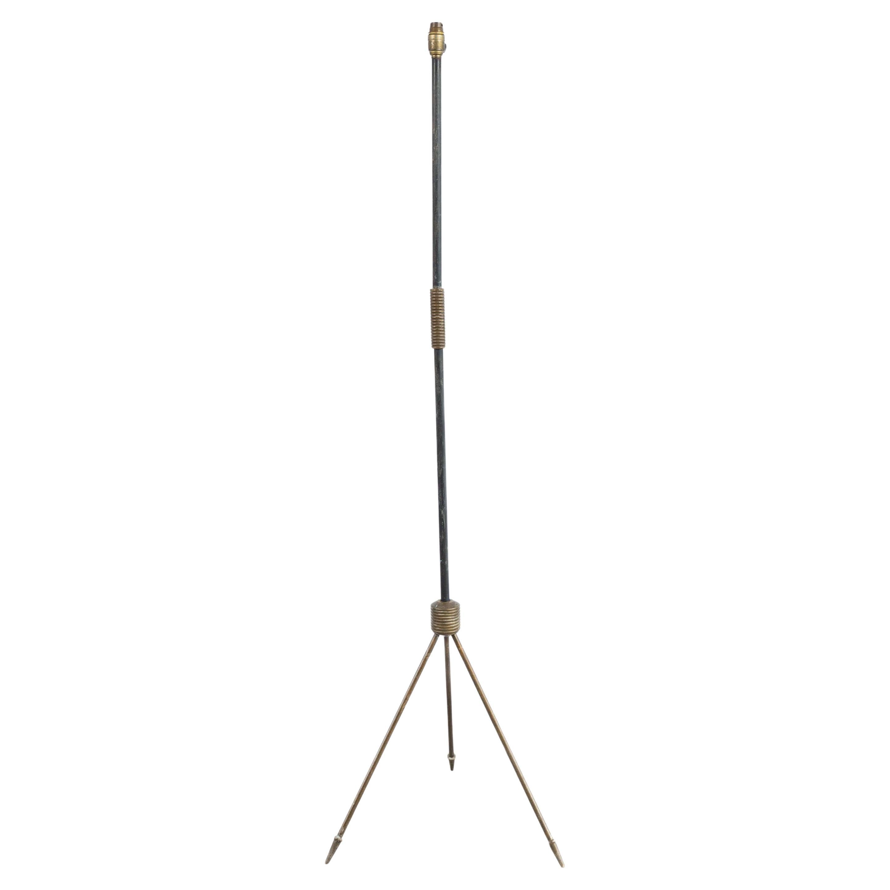 French Mid Century Brass Tripod Lamp For Sale